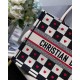 MEDIUM Dior BOOK TOTE Black, White and Red D-Chess Heart Embroidery High