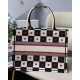 MEDIUM Dior BOOK TOTE Black, White and Red D-Chess Heart Embroidery High