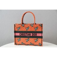 MEDIUM Dior BOOK TOTE Multicolor Dragon & Fire Embroidery Orange High