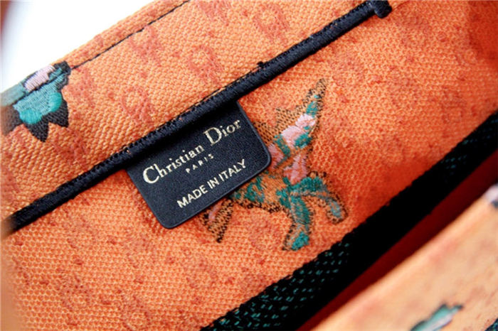 MEDIUM Dior BOOK TOTE Multicolor Dragon & Fire Embroidery Orange High