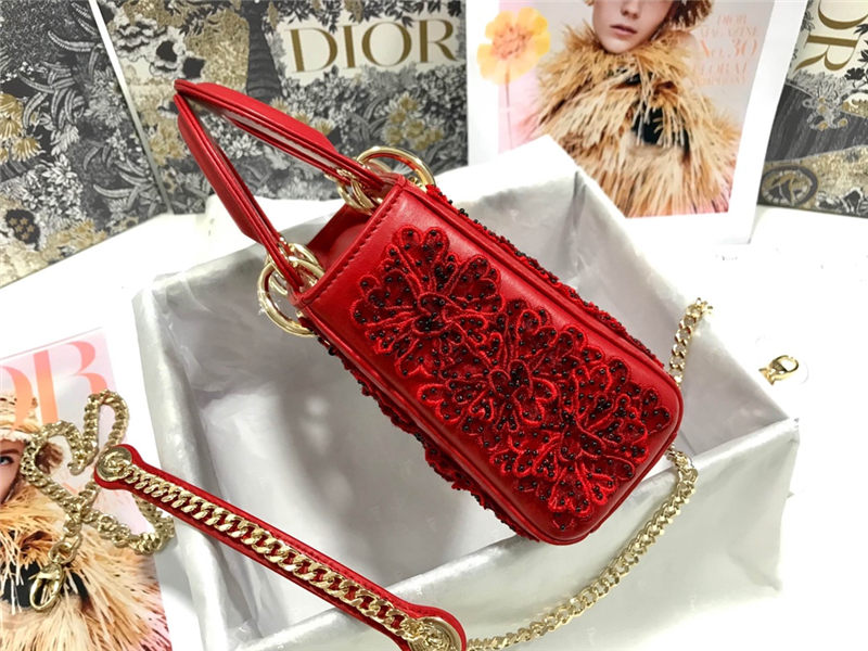 MINI LADY Dior BAG Embroidery Calfskin High