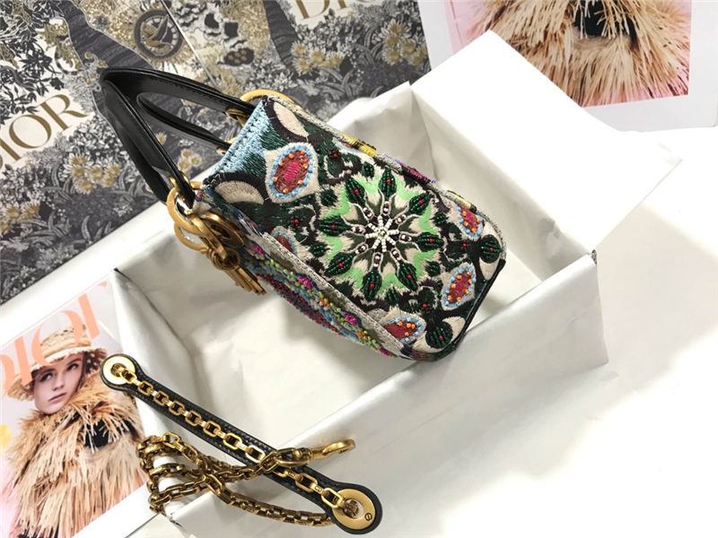 MINI LADY Dior BAG Embroidery Calfskin High