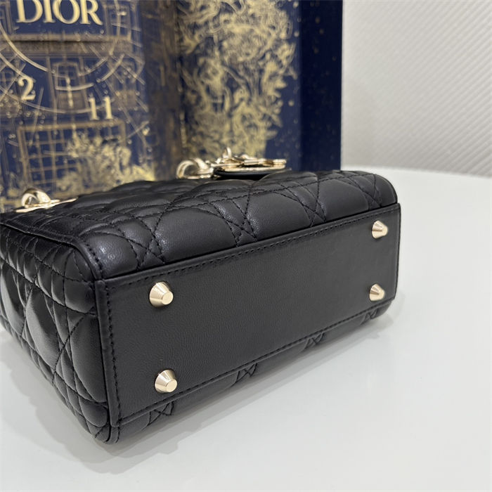 MINI LADY Dior BAG Cannage Lambskin Gold Metal Black High