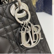 MINI LADY Dior BAG Cannage Lambskin Silver Metal Black High