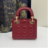 MINI LADY Dior BAG Cannage Lambskin Gold Metal Cherry High