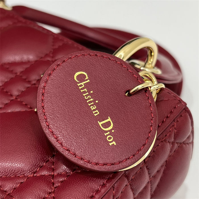 MINI LADY Dior BAG Cannage Lambskin Gold Metal Cherry High