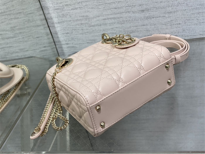 MINI LADY Dior BAG Cannage Lambskin Gold Metal Pink High