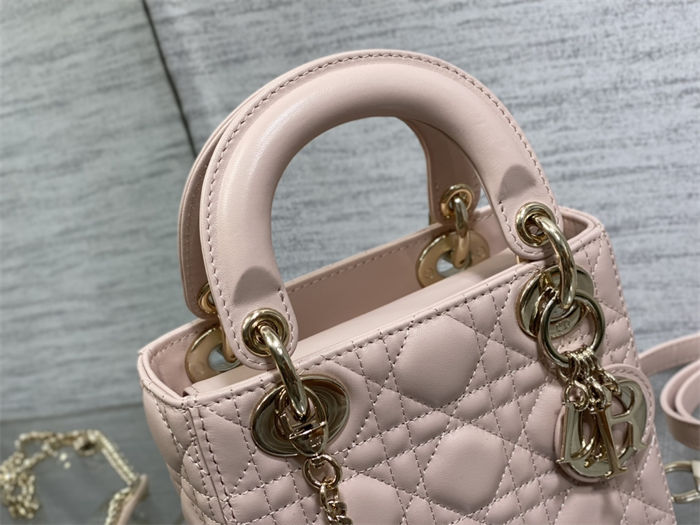 MINI LADY Dior BAG Cannage Lambskin Gold Metal Pink High