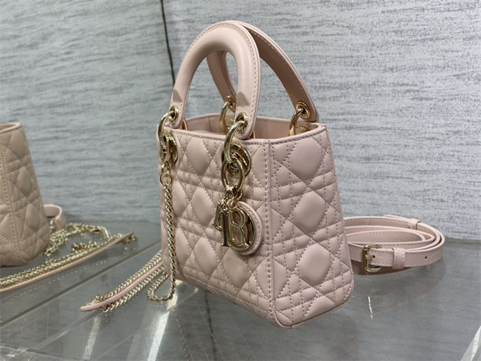 MINI LADY Dior BAG Cannage Lambskin Gold Metal Pink High