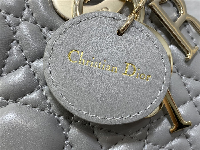 MINI LADY Dior BAG Cannage Lambskin Gold Metal Grey High