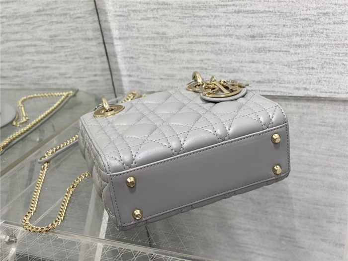 MINI LADY Dior BAG Cannage Lambskin Gold Metal Grey High