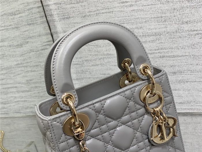 MINI LADY Dior BAG Cannage Lambskin Gold Metal Grey High