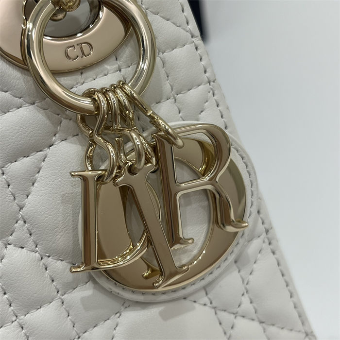 MINI LADY Dior BAG Cannage Lambskin Gold Metal White High