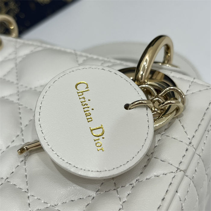 MINI LADY Dior BAG Cannage Lambskin Gold Metal White High