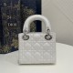 MINI LADY Dior BAG Cannage Lambskin Silver Metal White High