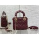 MINI LADY Dior BAG Cannage Lambskin Gold Metal Burgundy High