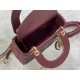 MINI LADY Dior BAG Cannage Lambskin Gold Metal Burgundy High