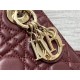 MINI LADY Dior BAG Cannage Lambskin Gold Metal Burgundy High