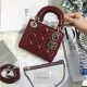 MINI LADY Dior BAG Cannage Lambskin Silver Metal Burgundy High