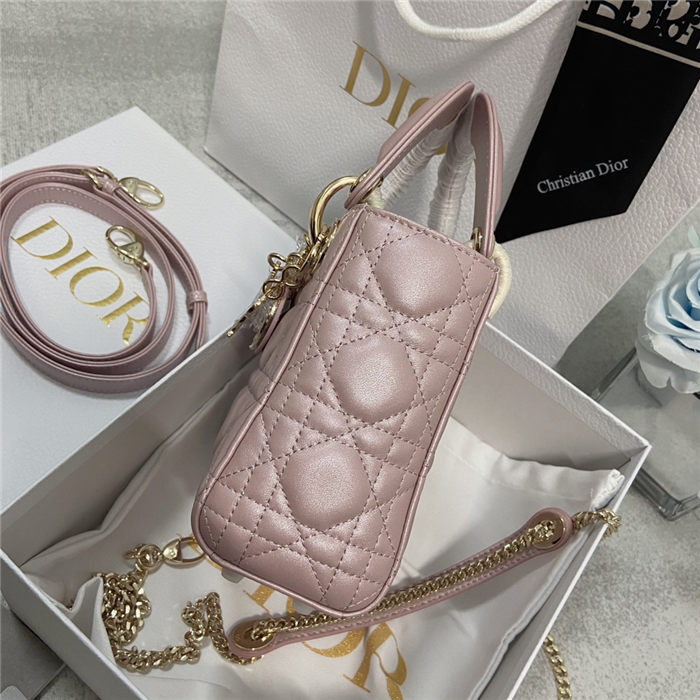 MINI LADY Dior BAG Cannage Lambskin Gold Metal Pink High