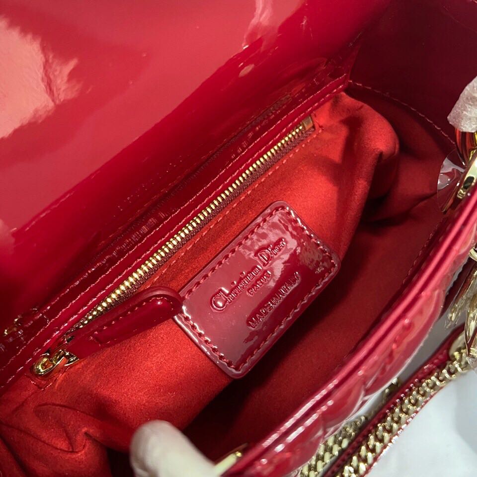 MINI LADY Dior BAG Patent Cannage Calfskin Red High