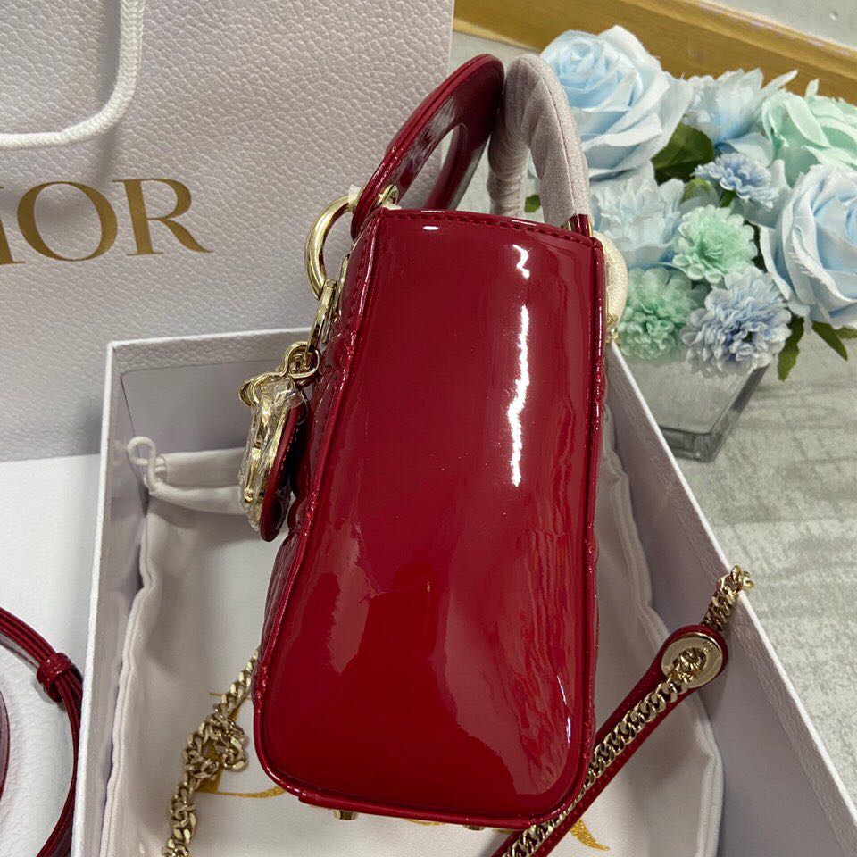 MINI LADY Dior BAG Patent Cannage Calfskin Red High