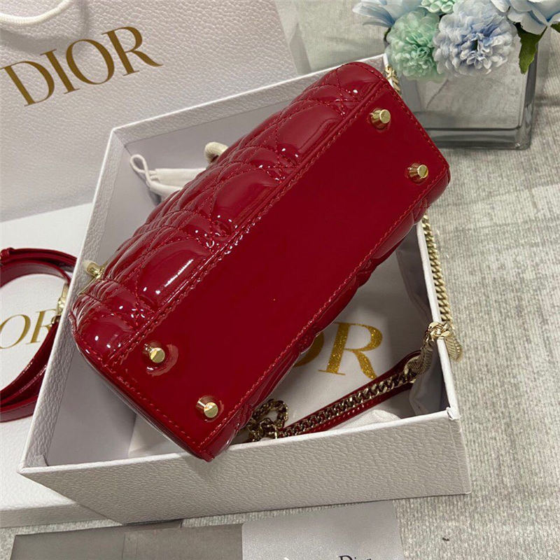 MINI LADY Dior BAG Patent Cannage Calfskin Red High