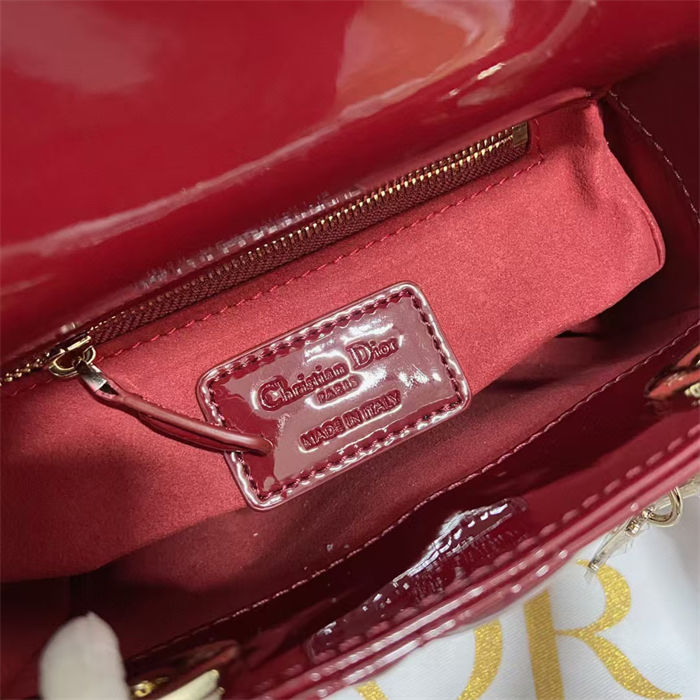 MINI LADY Dior BAG Patent Cannage Calfskin Red High