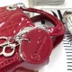 MINI LADY Dior BAG Patent Cannage Calfskin Silver Metal Red High