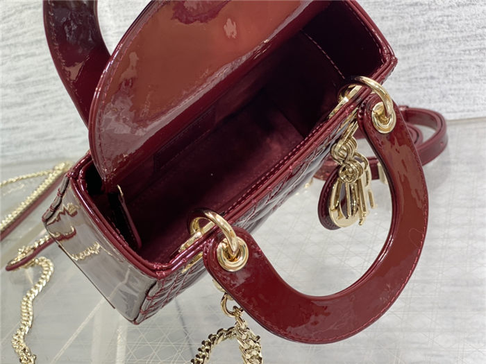 MINI LADY Dior BAG Patent Cannage Calfskin Burgundy High