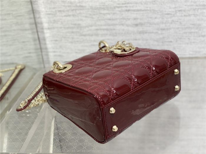 MINI LADY Dior BAG Patent Cannage Calfskin Burgundy High