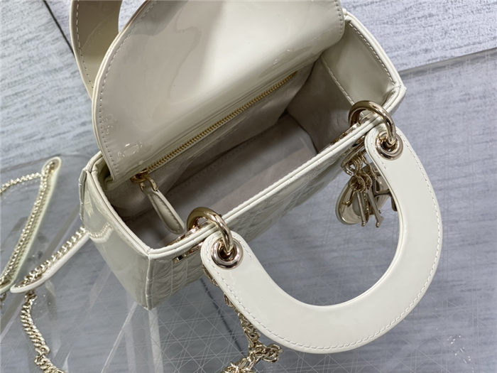 MINI LADY Dior BAG Patent Cannage Calfskin White High