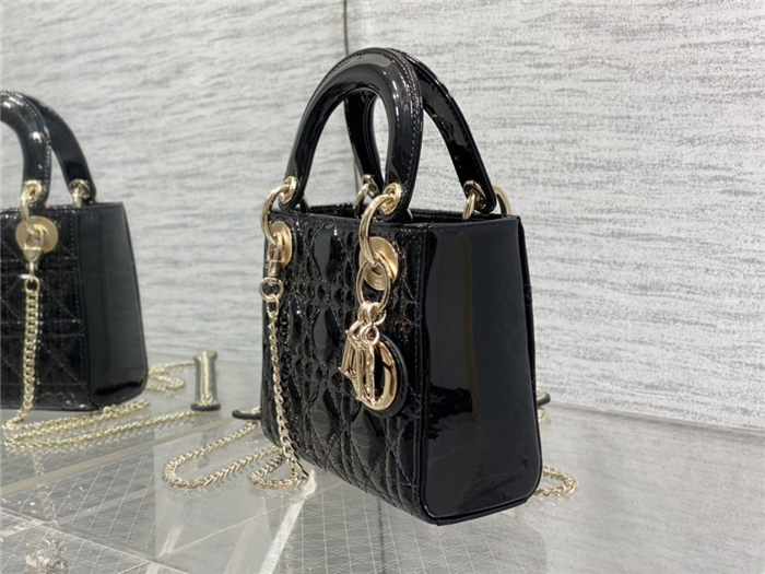 MINI LADY Dior BAG Patent Cannage Calfskin Black High