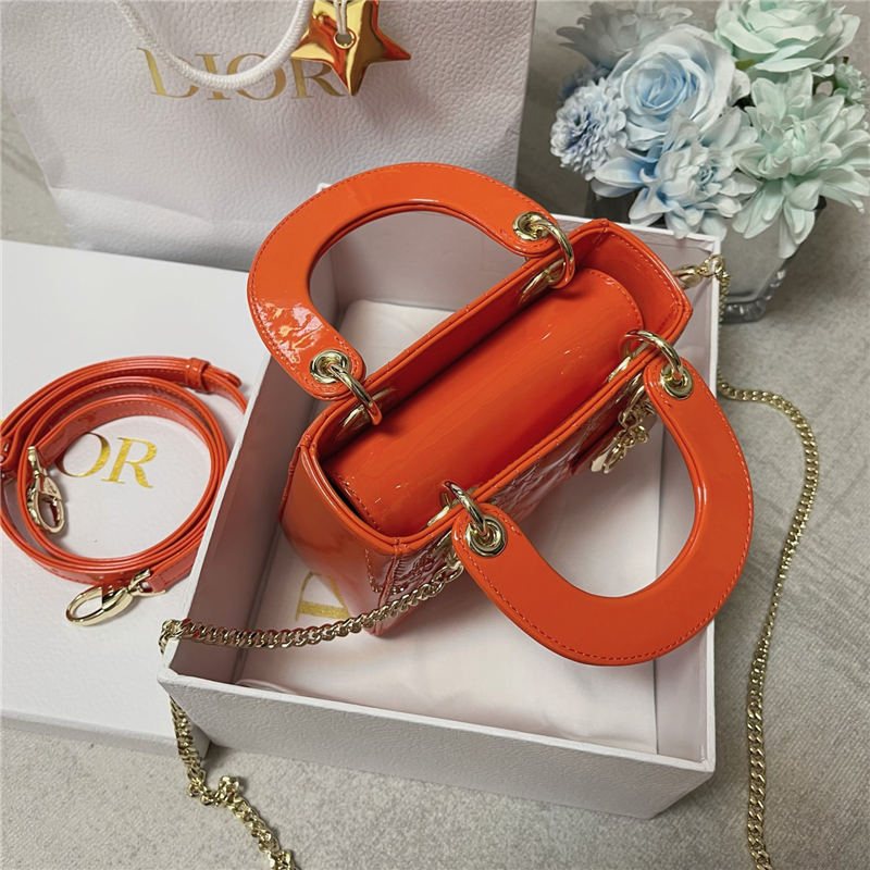 MINI LADY Dior BAG Patent Cannage Calfskin Orange High