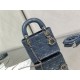 MINI LADY Dior BAG Patent Cannage Calfskin Silver Metal Blue High