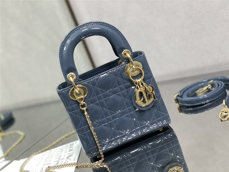 MINI LADY Dior BAG Patent Cannage Calfskin Blue High