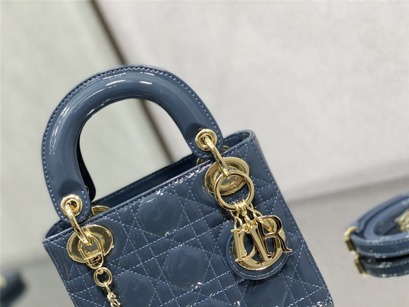 MINI LADY Dior BAG Patent Cannage Calfskin Blue High