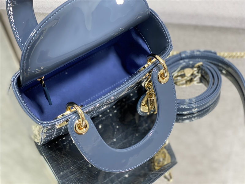 MINI LADY Dior BAG Patent Cannage Calfskin Blue High