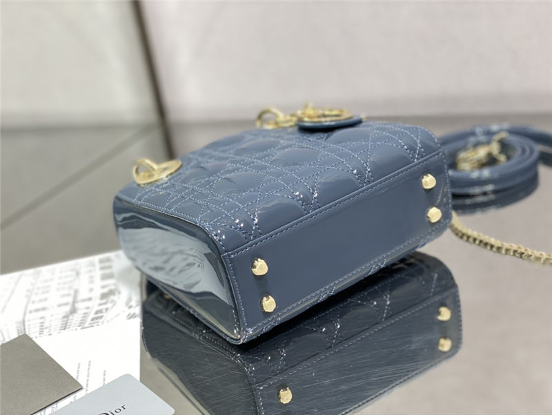 MINI LADY Dior BAG Patent Cannage Calfskin Blue High