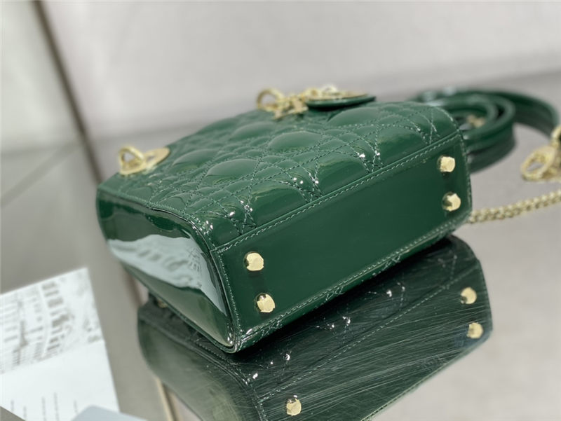 MINI LADY Dior BAG Patent Cannage Calfskin Dark Green High