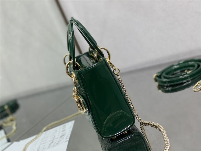 MINI LADY Dior BAG Patent Cannage Calfskin Dark Green High