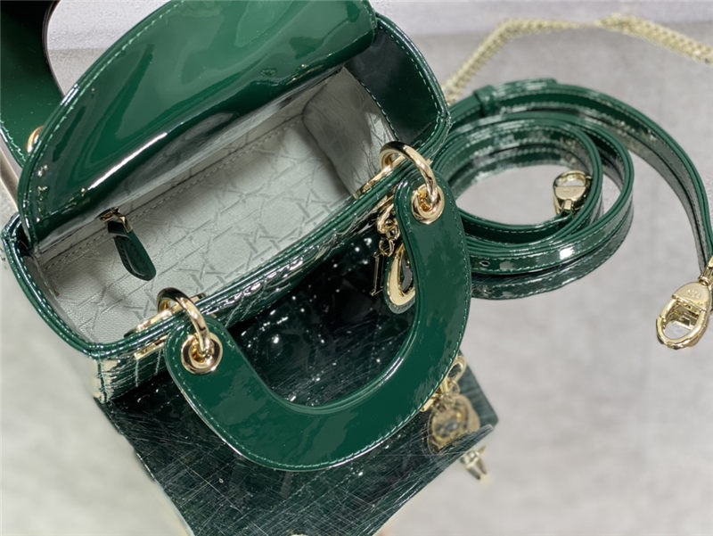 MINI LADY Dior BAG Patent Cannage Calfskin Dark Green High