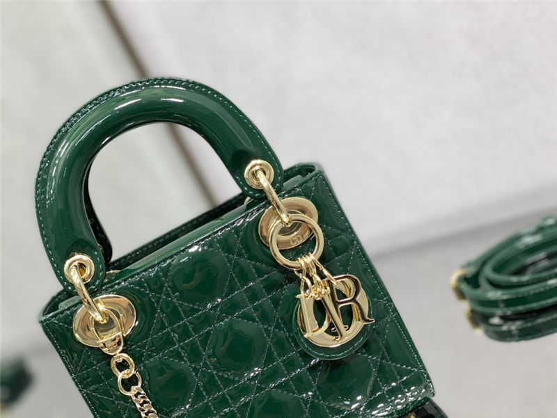 MINI LADY Dior BAG Patent Cannage Calfskin Dark Green High