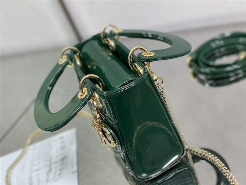 MINI LADY Dior BAG Patent Cannage Calfskin Dark Green High