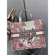 DiorAMOUR LARGE Dior BOOK TOTE Red and White D-Royaume d'Amour Embroidery High