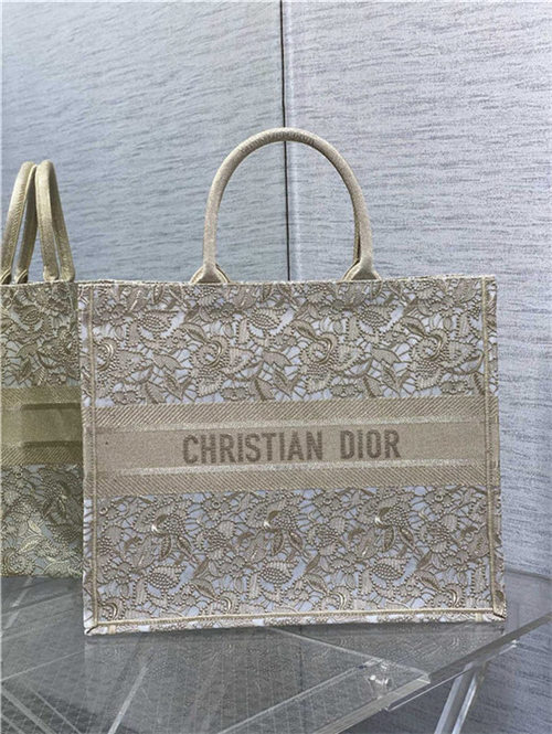 LARGE Dior BOOK TOTE D-Lace Embroidery with Macramé Effect High