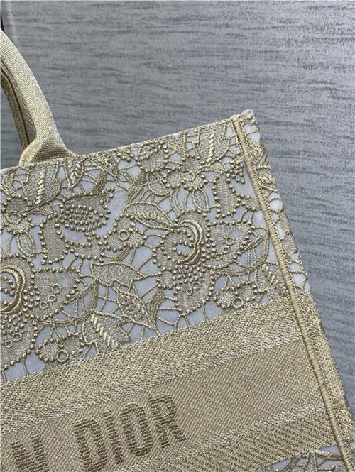 LARGE Dior BOOK TOTE D-Lace Embroidery with Macramé Effect High