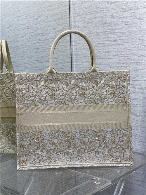 LARGE Dior BOOK TOTE D-Lace Embroidery with Macramé Effect High