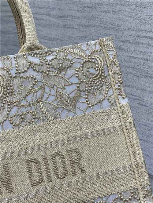 MEDIUM Dior BOOK TOTE D-Lace Embroidery with Macramé Effect High