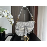 SADDLE BAG Dior Oblique Embroidery Gray High